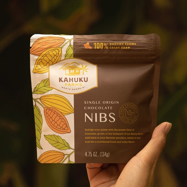 Kahuku Farms Cacao Nibs Packaging (HI).