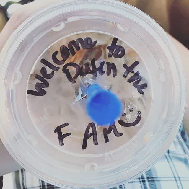 Awww, @dutchbroscoffee gave Jake (Paul's grandson) the warmest welcome to the #dutchbros fam with his first Dream Weaver. Thanks for making our day! 💙💙💙 #dutchluv #thelittlethings #coffeeculture