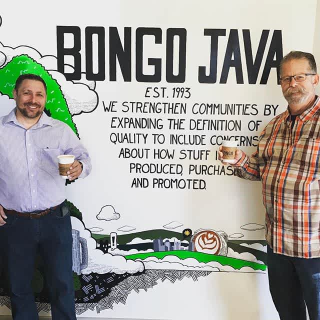 Enjoying a great cup of #coffee prepared by George who also created the awesome mural @bongojavaroastingco #belmont #coffeefestnashville #coffeefest #nashville