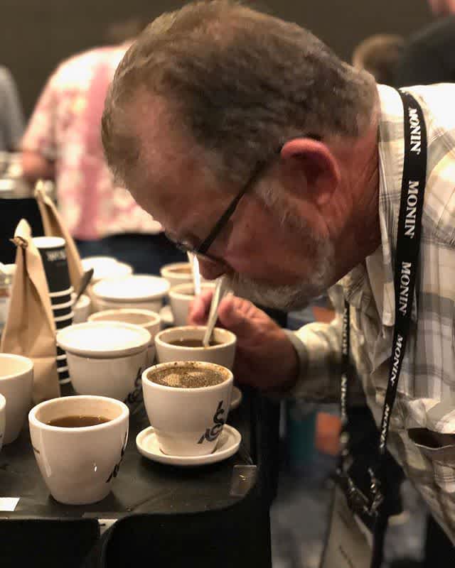 Evaluating coffee @coffeeroastersguild #CRGRetreat #specialtycoffee #coffeeeducation