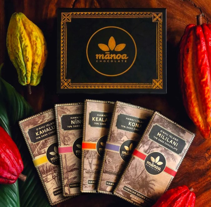 Manoa Chocolate bars and box