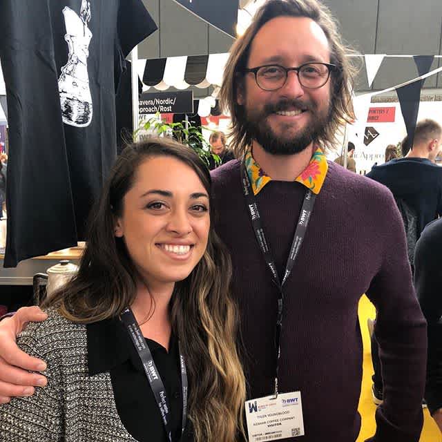 Great seeing Tyler @azaharcoffee at the #WorldofCoffee this weekend! 🇨🇴 #specialtycoffeeroaster #colombiacoffee