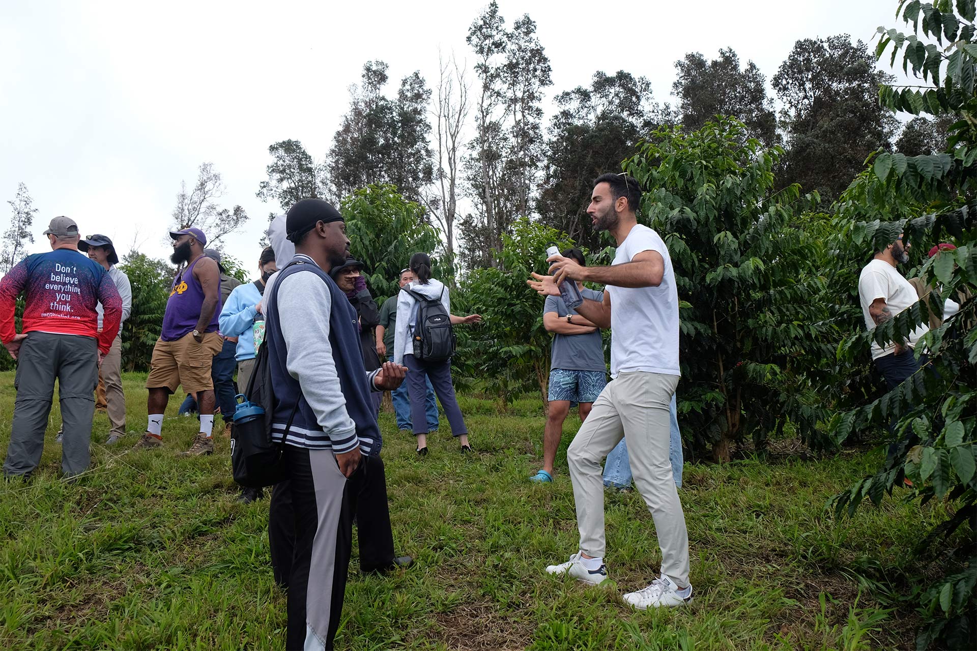 Mehmet with culinary students on a coffee farm