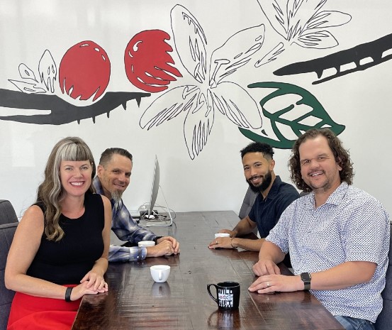 Wild Gift Coffee Owners: Jenée Ovitt and Clancy Rose (Front). Rob Ovitt and Sylvon Stevens (Back).