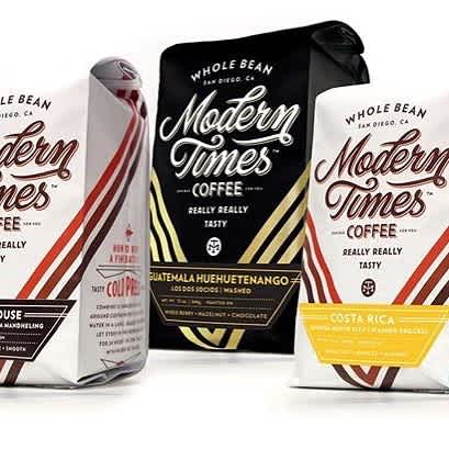 Deliciously modern #packaging  of really, really tasty #specialtycoffee @moderntimesbeer in #sandiego #qualityinsideout #coffeepackaging #customcoffeebags #coffeepackagingprinting 📷: @moderntimesbeer