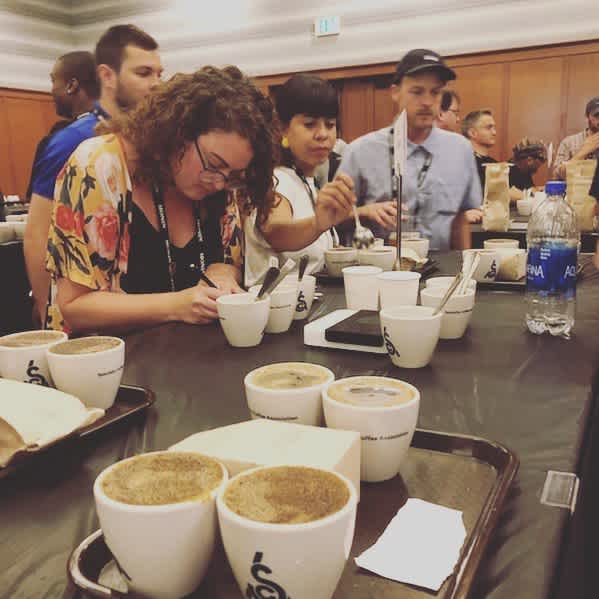 Excited to be a part of @coffeeroastersguild #CRGRetreat! #cuppingcoffee #alwayslearning #roastersguild