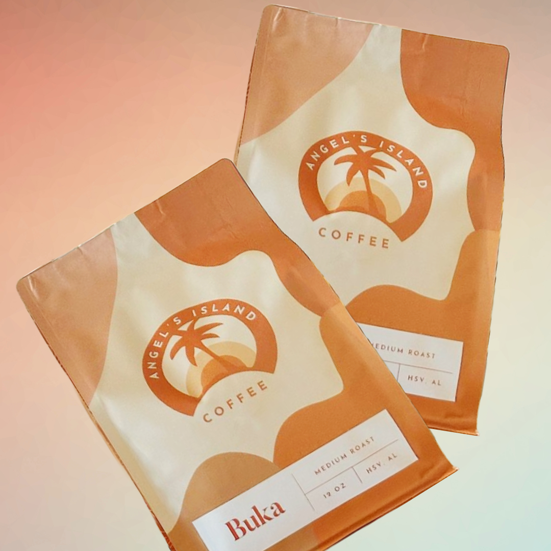Angel Islands Coffee bags printed by Savor Brands