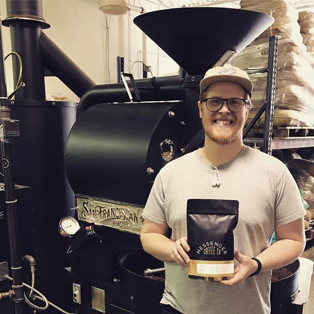 Good times with Blake @messengercoffee, roasting excellent beyond #fairtrade sourced #coffee in #kansascity #greatbrandsgreatpackage #coffeepackaging #customcoffeebags #coffeepackagingprinting