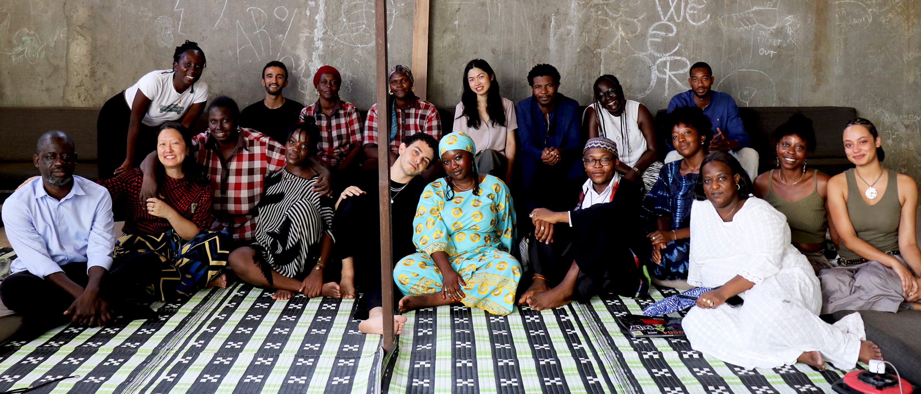 RAW Académie session 11, A sense of Place. In the blue and gold outfit: Aisha Aliyu-Bima. © Kerry Etola Viderot, 2025, RAW Material Company.