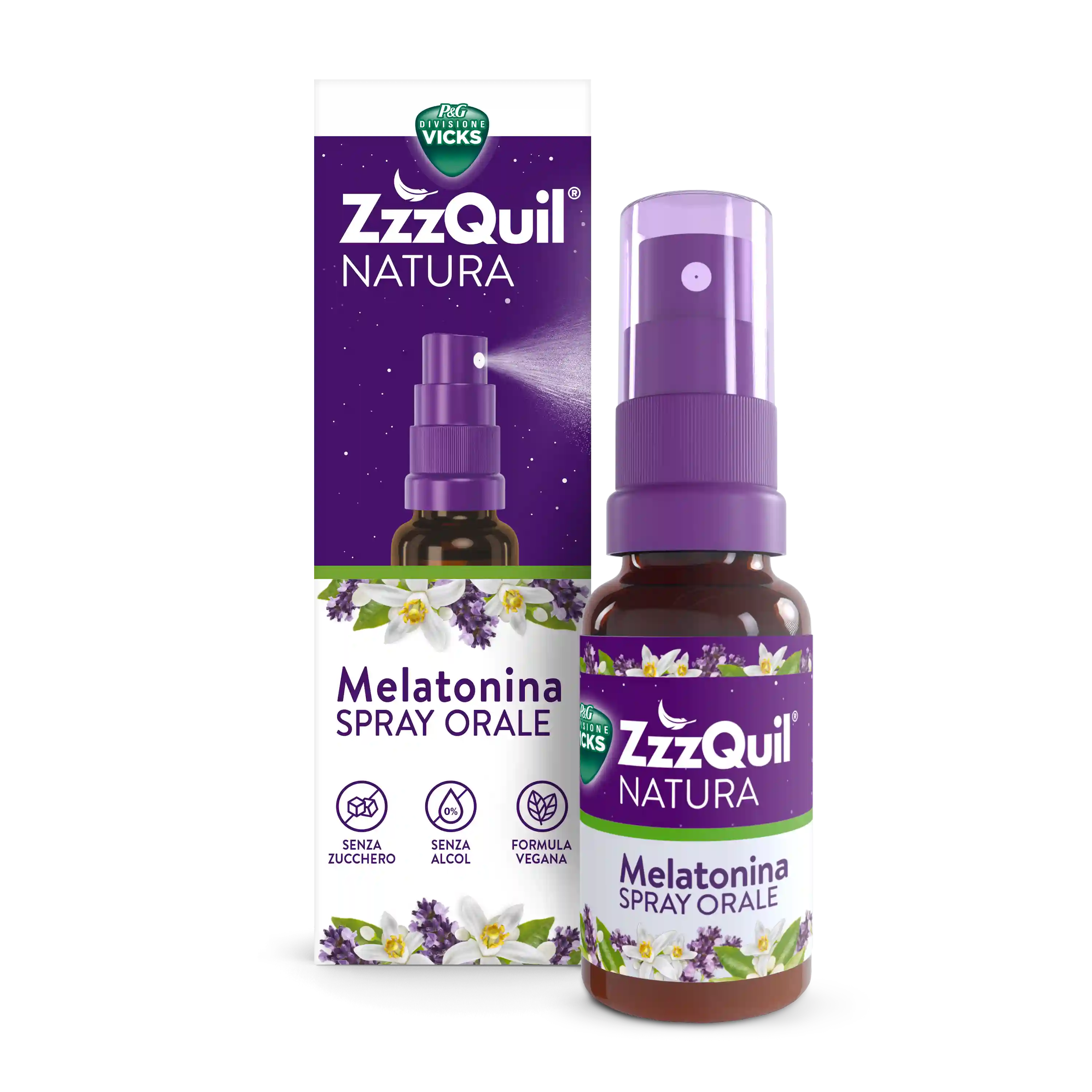 ZzzQuil Natura Melatonina Spray, integratore per il sonno, senza zucchero e formula vegana, 30 ml