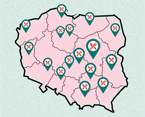 Mapa zasięgu dostaw Catering