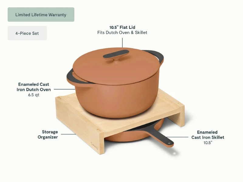 Enameled Cast Iron Skillet & Dutch Oven Duo - Rust - Detail