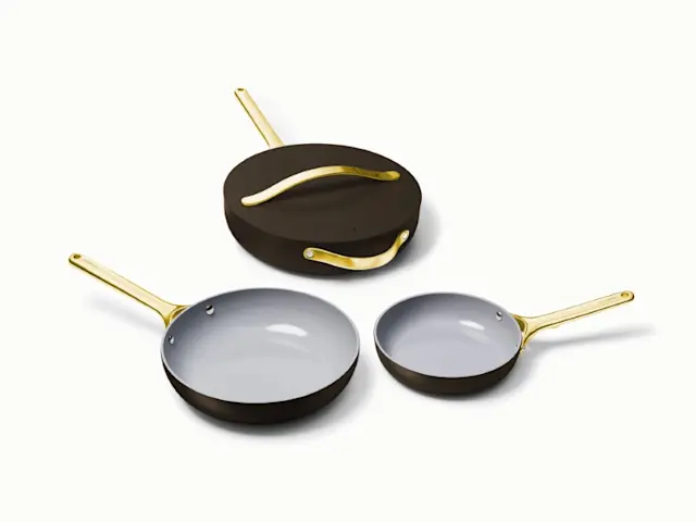 Ceramic Fry Pan Trio - Black - Hero