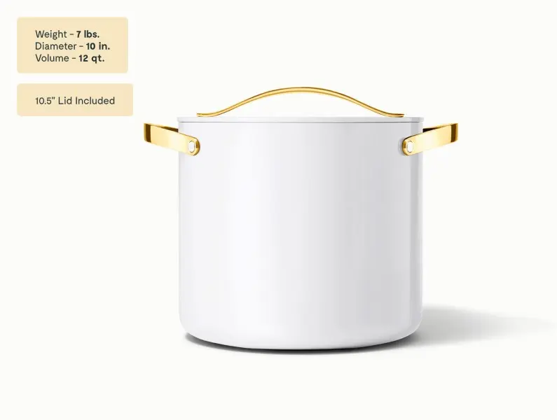 Ceramic Stock Pot - White - Side