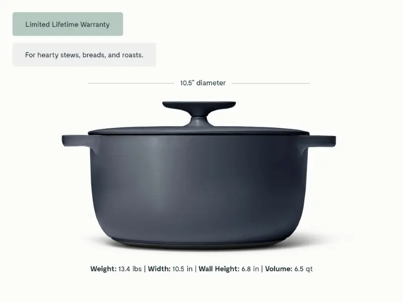 Enameled Cast Iron Dutch Oven - Midnight Blue - Detail