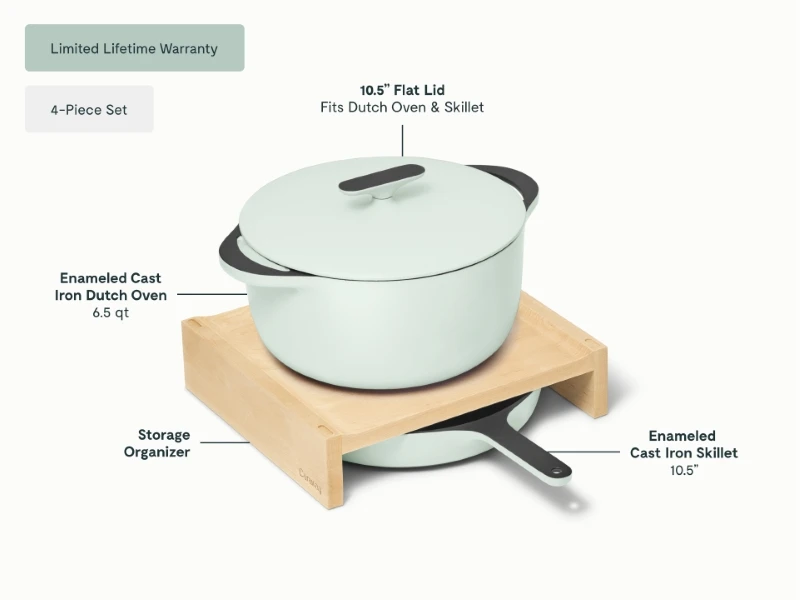 Enameled Cast Iron Skillet & Dutch Oven Duo - Mist - Detail