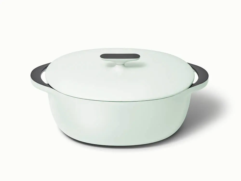 Enameled Cast Iron Oval Dutch Oven - Light Mist - Hero
