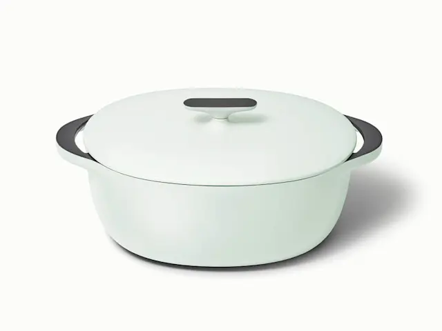 Enameled Cast Iron Oval Dutch Oven - Light Mist - Hero