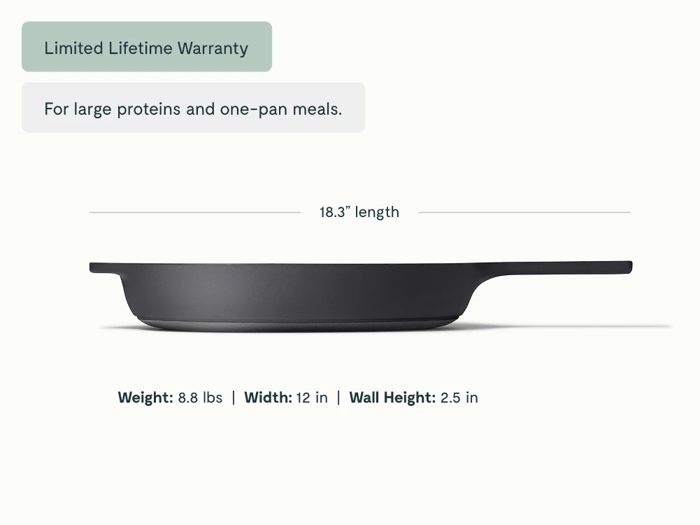 Enameled Cast Iron Large Skillet - Charcoal - Detail