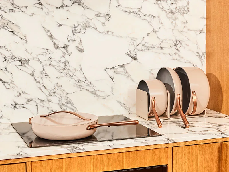 Ceramic Cookware Set - Copper Creme - On Counter