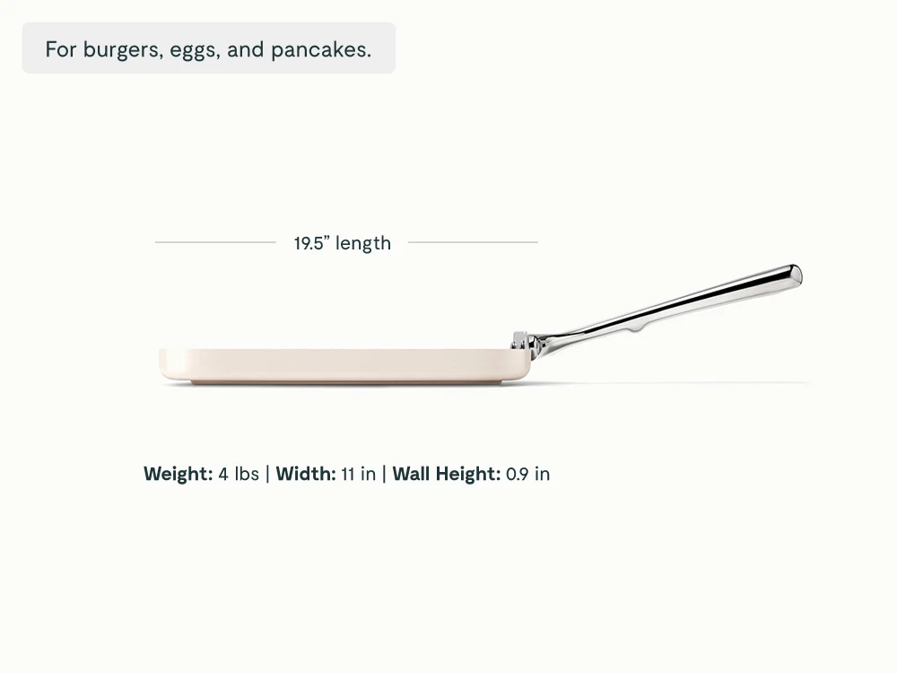 Ceramic Square Griddle Pan - Cream - Detail
