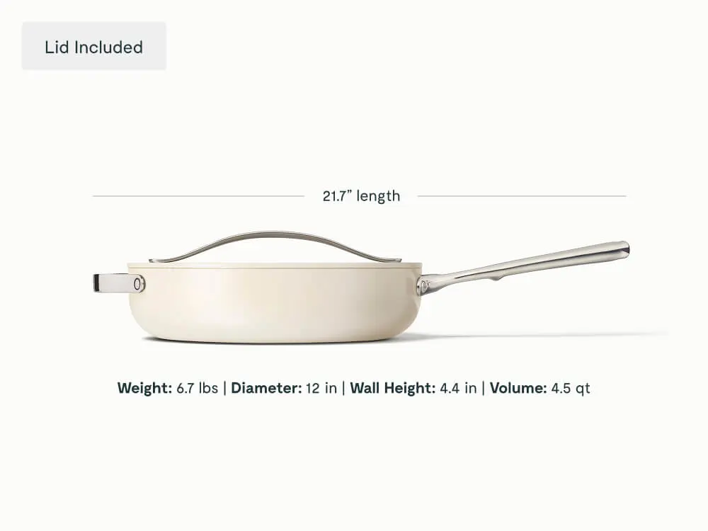 Ceramic Fry Pan Trio - Saute - Cream - Detail