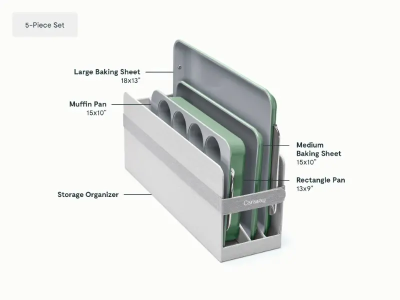 5 Piece Half Bakeware Set - Sage - Detail