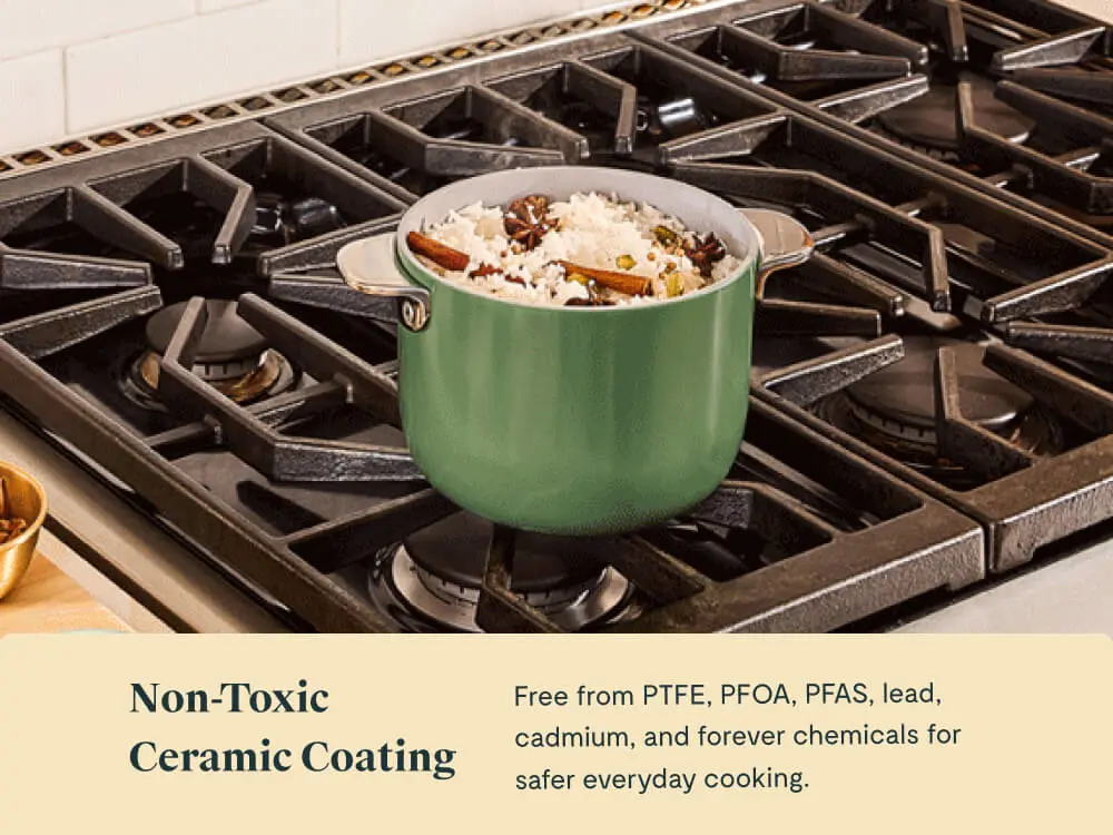 Ceramic Petite Cooker - Sage - Stovetop Lifestyle