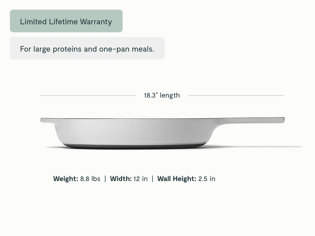 Enameled Cast Iron Large Skillet - Gray - Detail