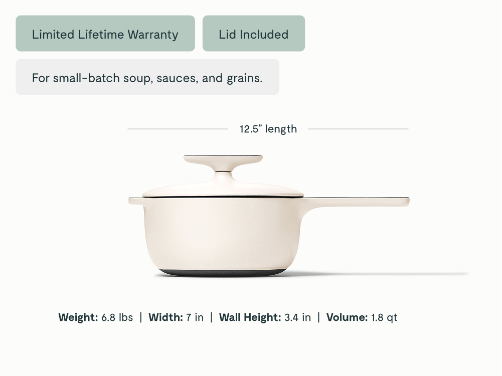 Enameled Cast Iron Mini Sauce Pan - Cream - Detail