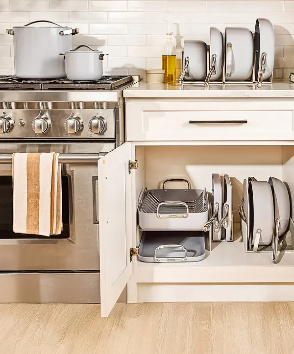 Ceramic Cookware+ and Squareware Set - Cream and Gray - Whats Included - Storage