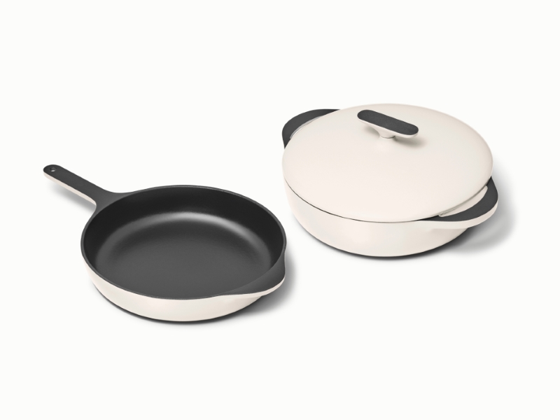 Enameled Cast Iron Skillet & Braiser Duo - Cream - Hero