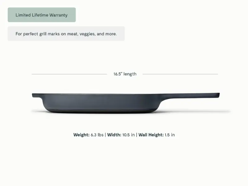 Enameled Cast Iron Grill Pan - Midnight Blue  - Detail