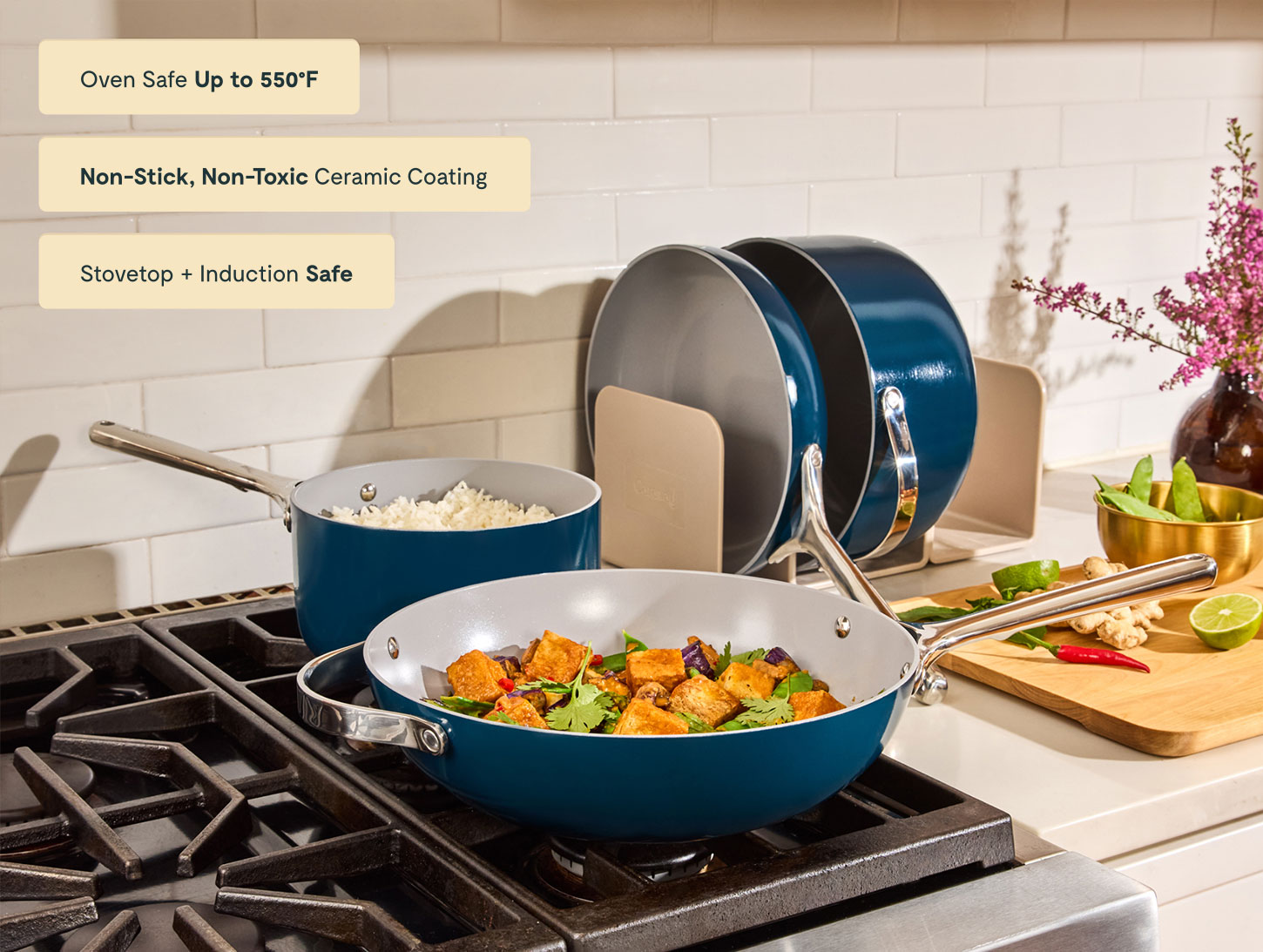 Ceramic Stir Fry Pan - Navy - Full Ecosystem