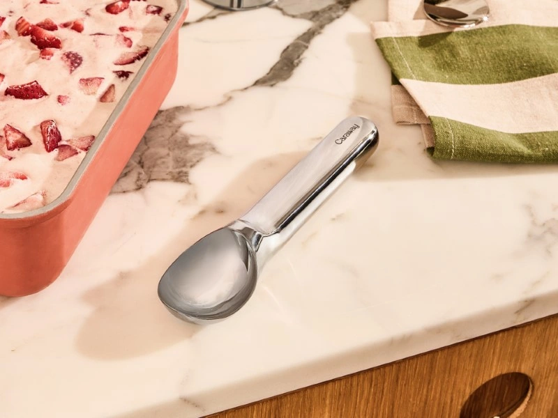 Ice Cream Scoop - Stainless Steel - Next to Ice Cream Container