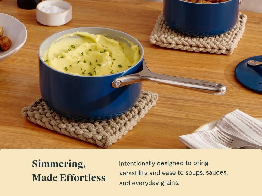 Ceramic Sauce Pan - Navy - Tablescape Lifestyle
