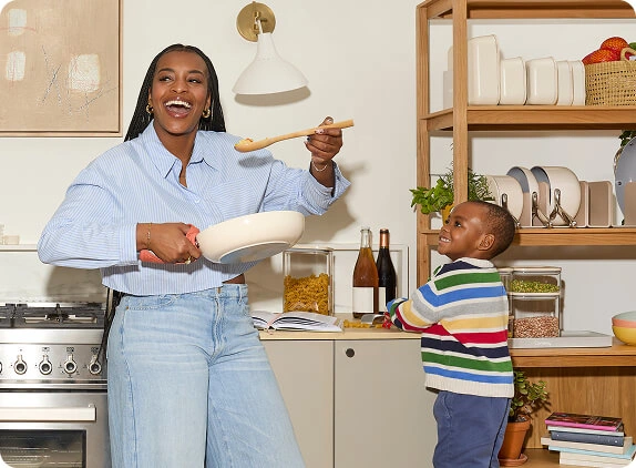 Caraway ceramic fry pan cooking on the stovetop