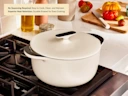 Enameled Cast Iron Dutch Oven - Cream - On Stove