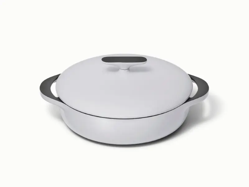 Segretto Cookware 3.6 QT Braiser Enameled Cast Iron Casserole Pan With