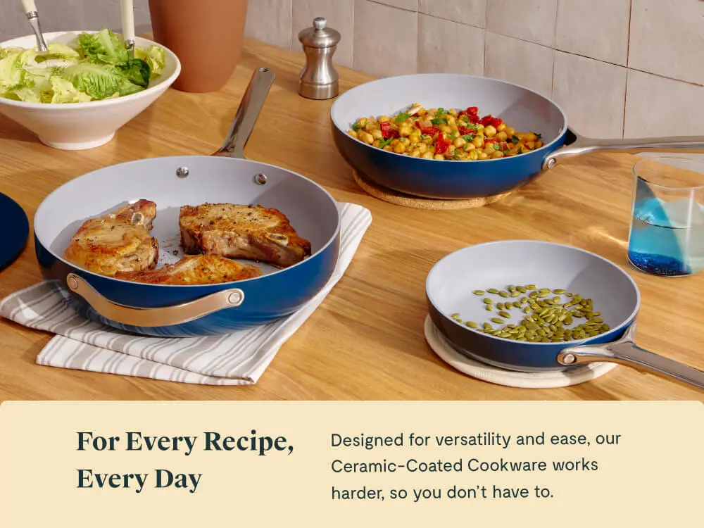 Ceramic Fry Pan Trio - Navy - Tablescape Lifestyle