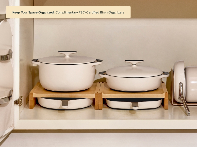 Enameled Cast Iron Set - Cream - Complimentary FSC-Certified Organizer