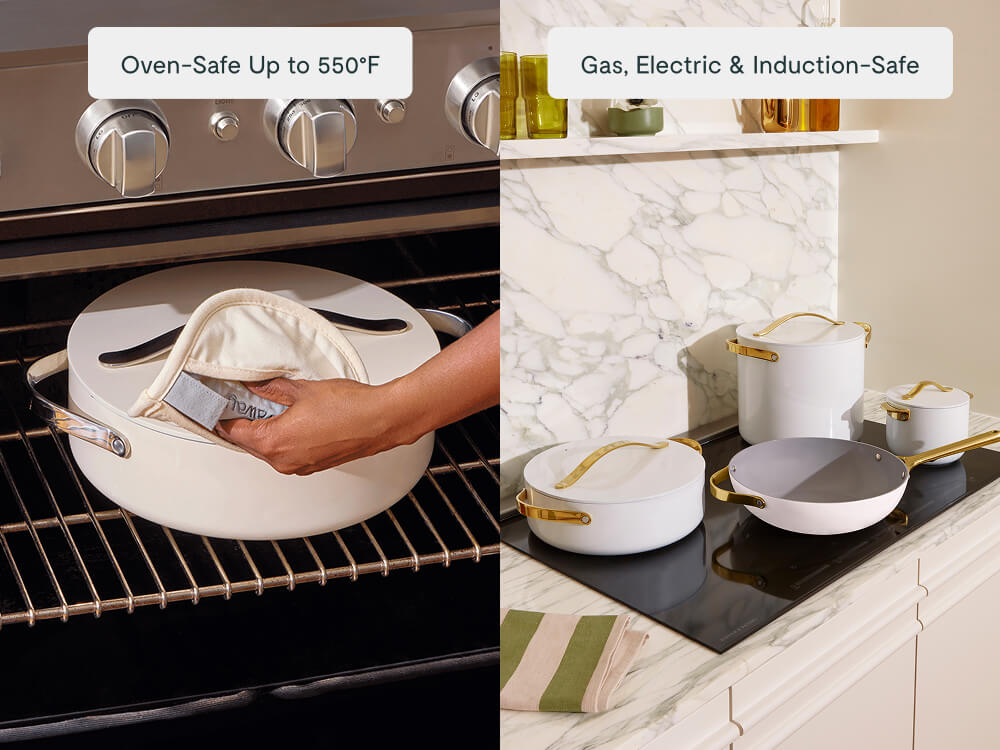 Caraway Nonstick Ceramic Cookware Set (12 Piece) Pots, Pans, Lids and Kitchen Storage - Non Toxic - Oven Safe & Compatible with All Stovetops - Perracotta - Thumbnail 3