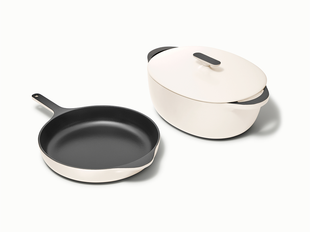 Large Enameled Cast Iron Duo - Cream - Hero