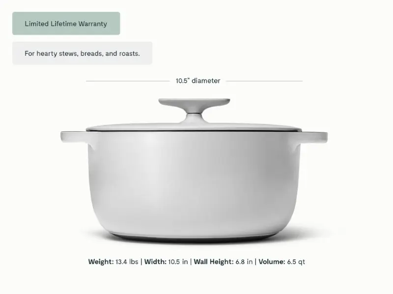 Enameled Cast Iron Dutch Oven - Gray - Detail