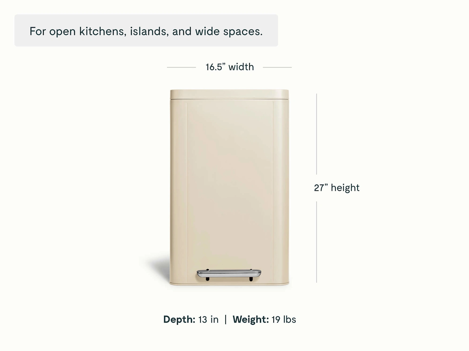 45L Rectangular Step Trash Can - Cream - Detail