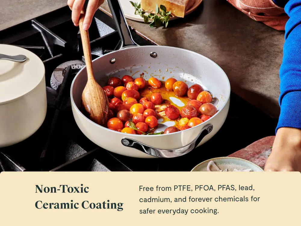 Ceramic Sauté Pan - Gray - Stovetop Lifestyle