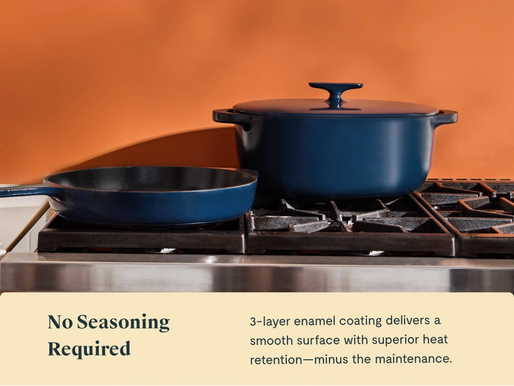 Large Enameled Cast Iron Duo - Midnight Blue - No Seasoning Required