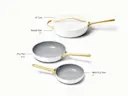 Ceramic Fry Pan Trio - White - Detail