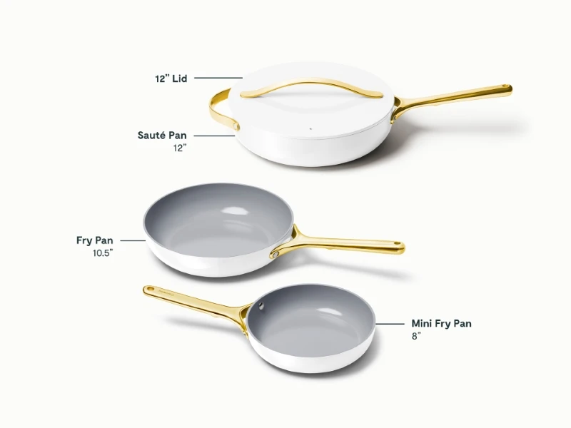 Ceramic Fry Pan Trio - White - Detail