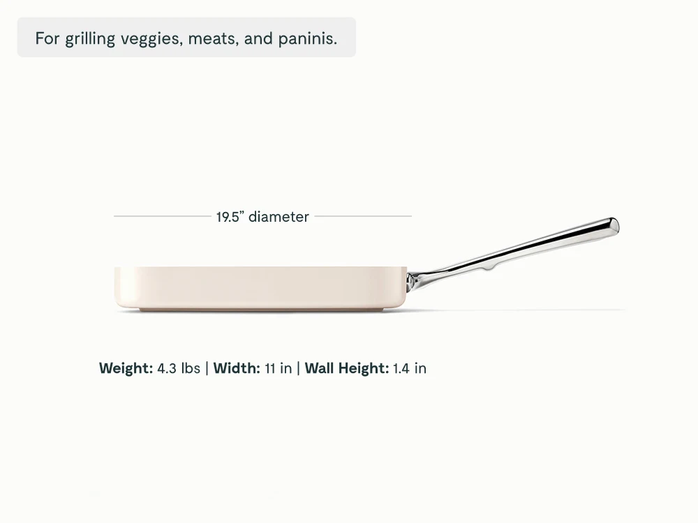 Ceramic Square Grill Pan - Cream - Detail